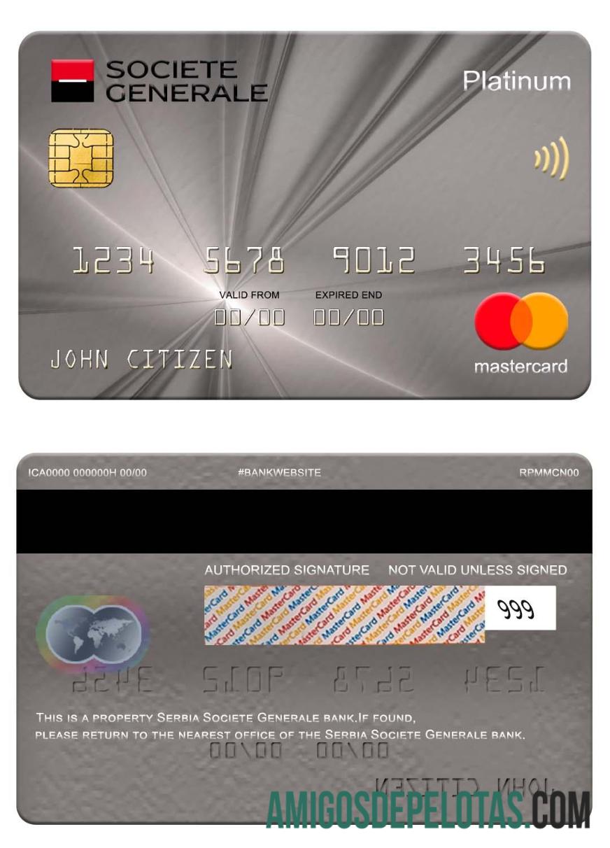 Sérvia Societe Generale Bank Platinum Mastercard exemplo real